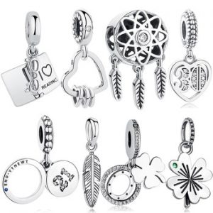 ELESHE Original 925 Sterling Silver Charms Fit Pandora Charm Bracelets Fashion Jewelry DIY I LOVE READING Book Charm Beads