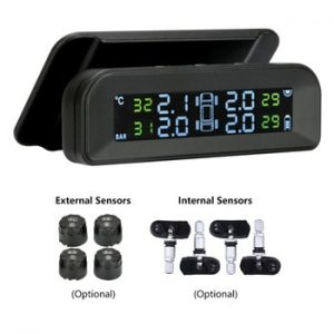 Jansite TPMS Car Tire Pressure Alarm Monitor System Real-time Display Attached to glass wireless Solar power tpms with 4 sensors