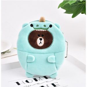 FUDEAM Soft Plush Cartoon Rabbit Bear Women Coin Purse Mini Cute Oval Zipper Children Girl Coin Wallet USB Cable Headset Bag