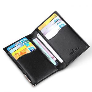 Men wallet  Fashion 100% Real Leather Card Holder Metal Wallet Credit Card Case PL185142