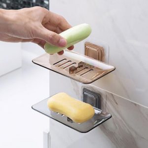 1Pc Wall-mounted Soap Holder Dishes Sponge Drain Bathroom Organizer  Housekeeping Container Kitchen Bathroom Accessories