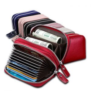 Genuine Leather Rfid Women's Zipper Card Wallet Small Change Wallet Purse For Female Short Wallets With Card Holders Woman Purse