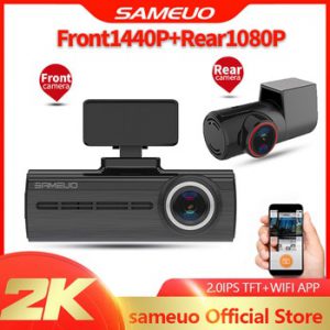 SAMEUO U750 Car DVR  APP & English Voice Control  1080P HD Night Vision Car Camera Recorder WiFi Dash Cam front and rear