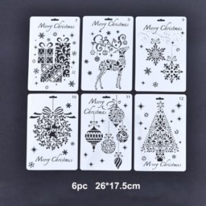 6pc Christmas Stencil Painting Template Embossing DIY Bullet Journal Accessories Sjablonen For Scrapbooking Decoration Reusable