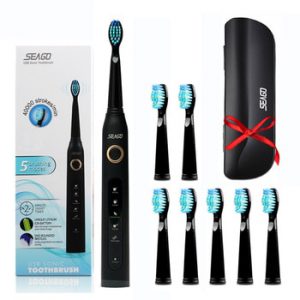 Seago Sonic Electric Toothbrush SG-507 Adult Timer Brush 5 Mode USB Charger Rechargeable Tooth Brushes Replacement Heads Set