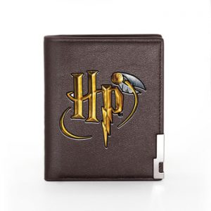 2021 New Fashion Hogwarts HP Snitch Ball Printing Black Pu Leather Wallet Men Bifold Credit Card Holder Short Purse Male