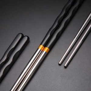 Visual Touch 1Pair Wave Non-Slip Stainless Steel Chopsticks Reusable Tableware Dinning Japanese Chop Stick Sushi Food Sticks