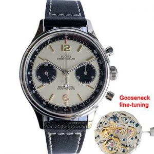 Chronograph Mechanical Watch Men 38mm ST1901Movement Sapphire Swan-neck regulator Gooseneck watches mens 2020 Pilot montre homme