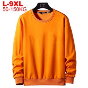 Solid Color Men's Hoodies Plus Size 8xl 9xl Mens Orange Hoody Spring Autumn Pullover Black Streetwear Oversize Male Sweatshirt