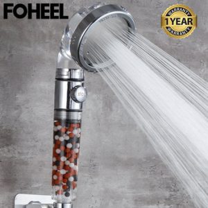 FOHEEL shower head hand shower adjustable 3 mode high pressure shower head water saving one button to stop water shower heads