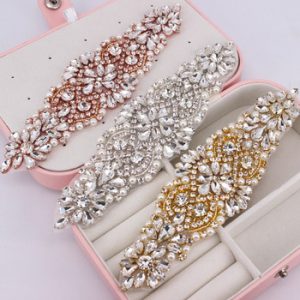 1 PCS Gold Rhinestone Appliques For Wedding Belt Shoes Jacket Jewelry DIY Sew On Rhinestone Appliques Bridal Accessories