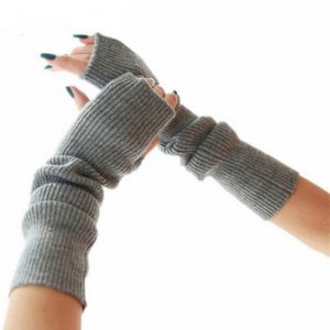 Sparsil Women's Winter&Autumn Christmas Cashmere Blend Knitted Long Gloves Solid Color Fashion Warm For Lady Elbow Mittens