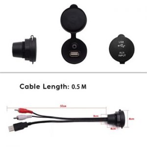 Waterproof Marine Extension Stereo Audio Cable Boat Universal 3.5mm RCA AUX USB Interface Cable Port For ATV UTV Golf Cart Yacht