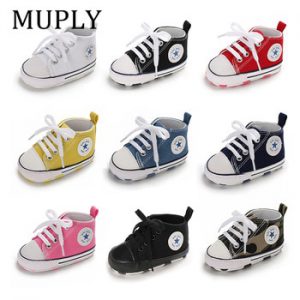 Baby Shoes Boy Girl Star Solid Sneaker Cotton Soft Anti-Slip Sole Newborn Infant First Walkers Toddler Casual Canvas Crib Shoes