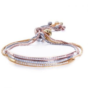 CWWZircons Adjustable Bracelet Bangle for Women Captivate Bar Slider Brilliant CZ Rose Gold Color Jewelry Pulseira Feminia CB089