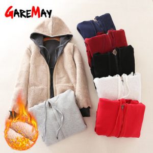 2020winter Women's Warm Casual hoodie jacket ladies thick velvet long Sleeve Zipper Lamb cashmere hoodies female coat plus size