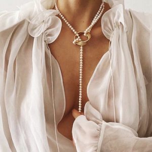 17KM Vintage Pearl Necklaces For Women Fashion Multi-layer Shell Knot Pearl Chain Necklace 2020 NEW Coin Cross Choker Jewelry