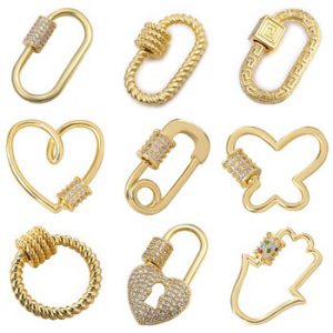 Juya DIY Pendant Carabiner Screw Lock Clasps Supplies For Handmade Women Men Punk Pendant Mesh Chains Jewelry Making Components