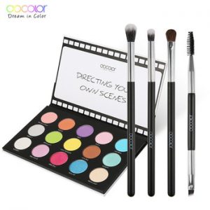 Docolor Fashion Eyeshadow Palette 15 Color Glitter Nude Scene Eye shadow Palette and 4pcs Eye Makeup Brushes Cosmetics Tools Kit