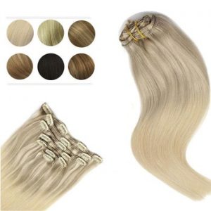 Remy Hair Clip In Human Hair Extensions Natural Black to Light Brown Honey Blonde Ombre Straight Hair Extensions 20 Inch 120g