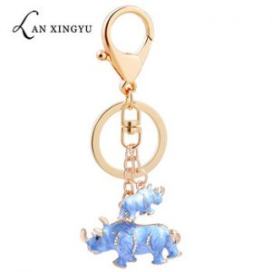 Creative animal series alloy rhinoceros key chain hot selling bags pendant pendant wholesale spot