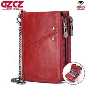 GZCZ 2019 Fashion Women Wallet Genuine Leather Zipper Design Female Short Rfid Purse With ID Card Holder Coin Pockets Mini Walet