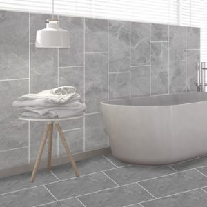 Funlife[R] NOUVELLE MAISON SERIES[TM] 30x60cm Grey Marble Waterproof Self-adhesive Tile Sticker For Floor Kitchen Bathroom Decor