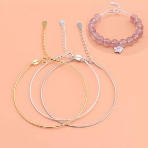 Genuine Real Pure Solid 925 Sterling Silver Bracelet Bangles Women Beads Hand Band DIY Jewelry Findings Beading Thread Bangle