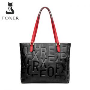 FOXER Women 100% Genuine Leather Work Totes Luxury Shoulder Purse Big Capacity Female Elegant Commute Bag Stylish Ladies Handbag