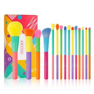 Docolor 15pcs Makeup Brushes Professional Powder Foundation Eyeshadow Make up Brush set Synthetic hair Colourful Makeup Brushes