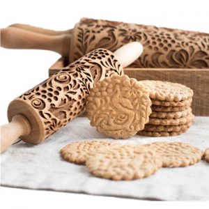 DIY Manual Christmas Embossing Rolling Pins Designe Patterns Wooden Roller Baking Embossed Cookies kitchen tools elk Snowflak