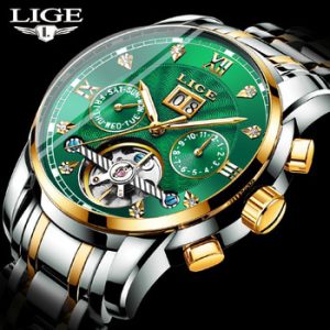 2020LIGE Top Brand Fashion Men Watches Stainless Steel Automatic Watch Men Waterproof Business Mechanical Watch Man reloj hombre