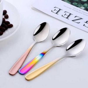 Luxury 304 Stainless Steel Mini Spoon Set Ice Cream Fruit Dessert Spoon Tea Spoon Rose Gold Coffee Teaspoons Tableware Cutlery