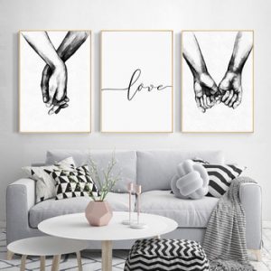 Nordic Poster Black And White Holding Hands Canvas Wall Art Print Love Quotes Home Painting Decorative Pictures for Living Room