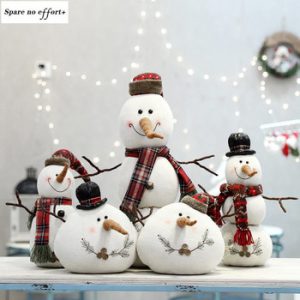 Christmas Decoration Plush Doll White Snowman Doll 2021 New Year Hooded Scarf Fat Snowman New Year Secoration Window Decoration