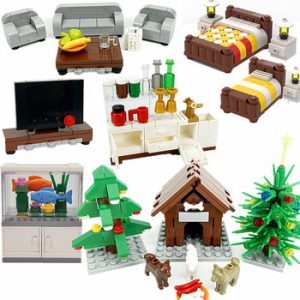 Locking City MOC Blocks Creator Bricks Bed TV Sofa Computer Furniture DIY Set Friends Building Blocks Toys for Children Juguetes