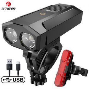 X-TIGER Bike Light Waterproof Bicycle Light USB Rechargeable Outdoor MTB Bicycle Lamp With Power Bank Headlight Bike Accessories