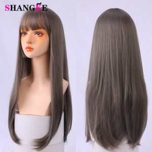 SHANGKE Cosplay Wig Long Straight Synthetic Wig With Bangs Wigs for Women African American Lolita wig Cosplay Wig