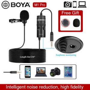 Microphone BOYA BY-M1 Pro 6m Clip-on Lavalier Mini Audio 3.5mm Collar Condenser Lapel Mic for Smartphone DSLR Camcorder Audio