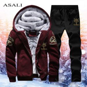 Winter Tracksuits Sportswear Sets Men Hooded Fleece Thick Hoodies Jacket+Pants Set Men's Casual Warm Tracksuit 2 Pieces Sets