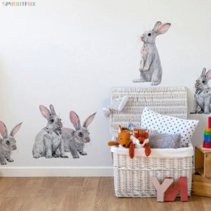 Color Wall Stickers For Kids Rooms Rabbits Christmas  Home Decoration Accessories 2021 Bedroom Girl Vinyl Decorative 30*40cm