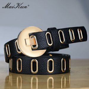 Maikun New Grunge Women Belt Adjustable Hole Grunge Punk  Belts for Women Alloy Pin Buckle Leather Belt for Pants Dresses