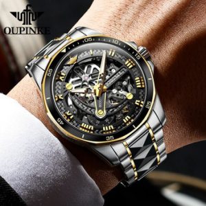 OUPINKE Men Mechanical Watch Sapphire Glass Automatic wristwatch Luxury Tungsten Steel 50m Waterproof Business Sport Men Watches