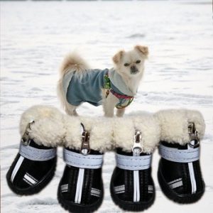 Winter Pet Dog Shoes Warm Snow Boots Leather Waterproof Cotton Shoes Small Dogs Non Slip Wear-Resistant For ChiHuaHua York Puppy