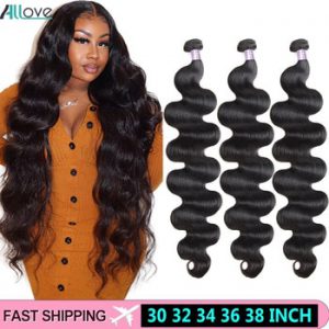 Allove Body Wave Bundles Human Hair Bundles 30 Inch Virgin Hair Bundles Brazilian Hair Weave Bundles Cheap Human Hair Extensions