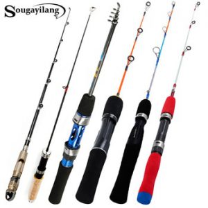 Sougayilang Ice Fishing Rod Winter Short FRP Fiber Lightweight Retractable Telescopic Fishing Pole for Freshwater Saltwater