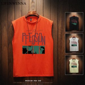 2020 Summer Men's Sleeveless T Shirt New Fashion Letter O Neck Sleeveless T Shirt Mens Clothing Trend Casual Top Tees Men M-5XL