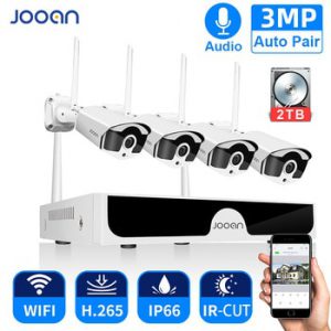 Jooan 8CH NVR HD 3MP CCTV Camera System Audio Record Outdoor P2P Wifi IP Security Camera Set Video Surveillance Kit