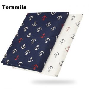 Dark Blue Sea Anchor Cotton Fabric Patchwork Quilting Sewing Cloth Crafts Bedding Decoration Teramila Fabrics Home Textile