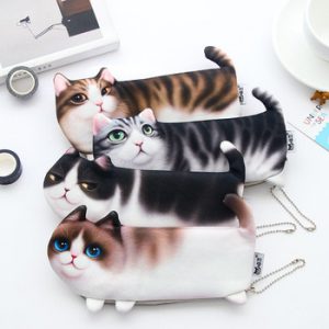 2020 NEW Kawaii Novelty Simulation Cartoon Cat Pencil Case Soft cloth  School Stationery Pen Bag Gift for Girl Boy Student